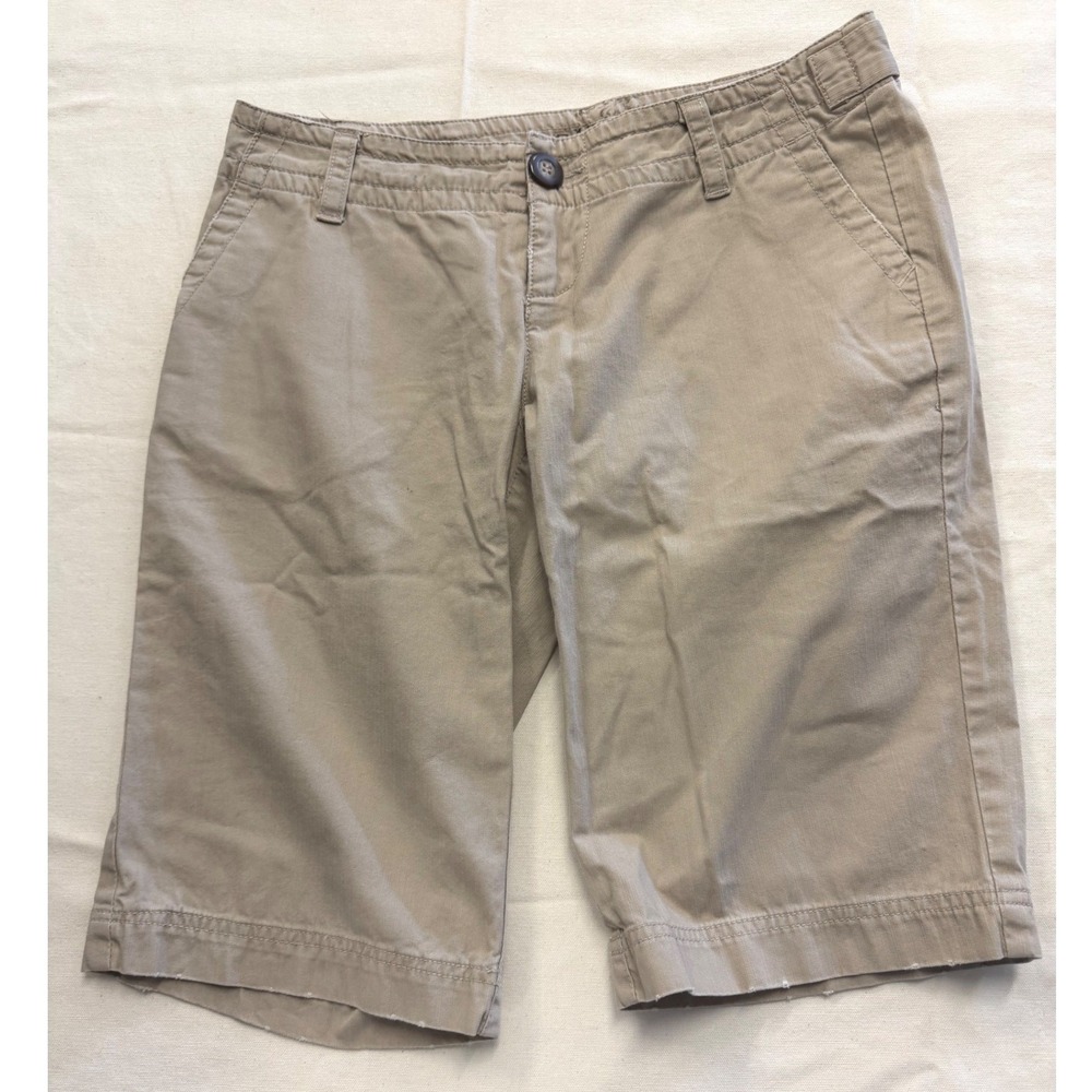 BKE Gavin Shorts Y2K Preppy Khaki Tan Cotton Mid Rise Bermuda Utility Womens 26